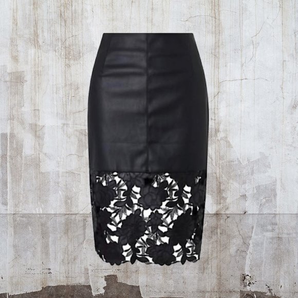 💃🖤🌹Cute Faux Leather Lace Suki Fitted Skirt - Picture 2 of 10